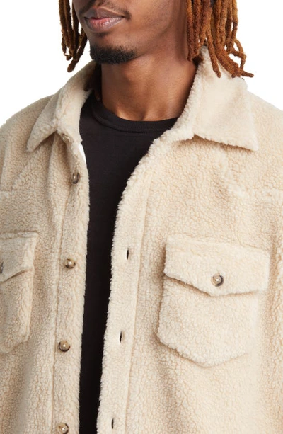 Shop One Of These Days X Woolrich Western Faux Shearling Button-up Shirt In Cream