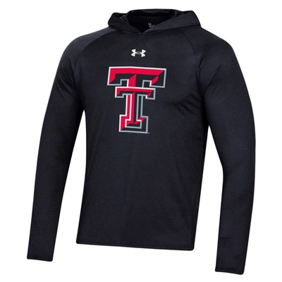 Shop Under Armour Black Texas Tech Red Raiders School Logo Raglan Long Sleeve Hoodie Performance T-shirt