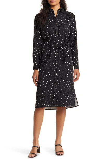 Hatley Polka Dot Long Sleeve Shirtdress In Black