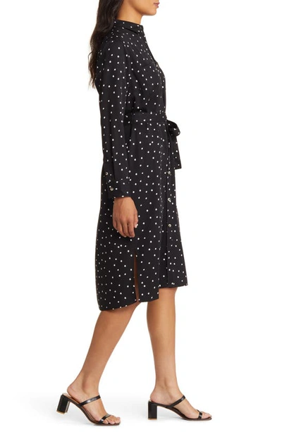 Hatley Polka Dot Long Sleeve Shirtdress In Black