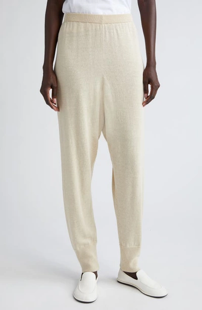 Shop The Row Dalbero Linen & Silk Joggers In Antique Cream