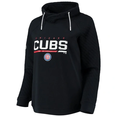 Shop Levelwear Black Chicago Cubs Vega Funnel Neck Raglan Pullover Sweatshirt