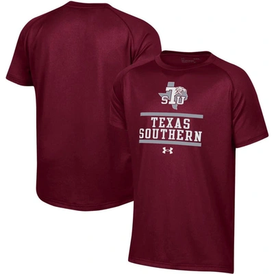 Shop Under Armour Youth  Maroon Texas Southern Tigers Primary Logo Tech Raglan Performance T-shirt