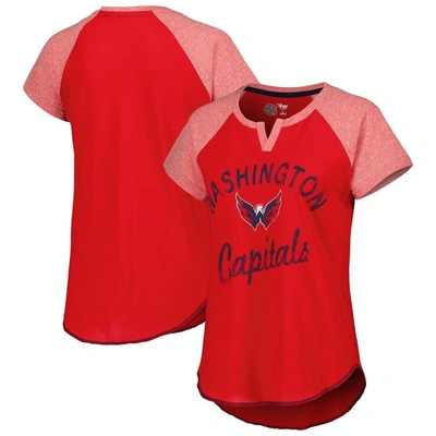 Shop Starter Red Washington Capitals Grand Slam Raglan Notch Neck T-shirt