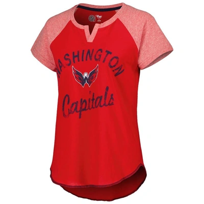 Shop Starter Red Washington Capitals Grand Slam Raglan Notch Neck T-shirt