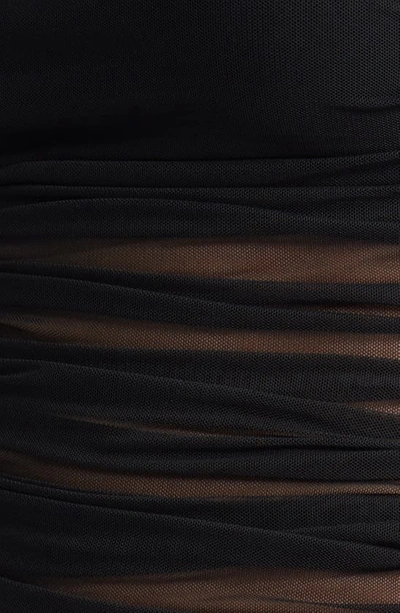 Open Edit Ruched Mesh Camisole In Black