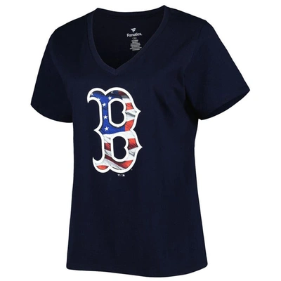 Profile Navy Boston Red Sox Plus Size Banner V-neck T-shirt In Navy