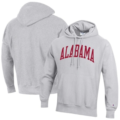 Shop Champion Heathered Gray Alabama Crimson Tide Team Arch Reverse Weave Pullover Hoodie In Heather Gray