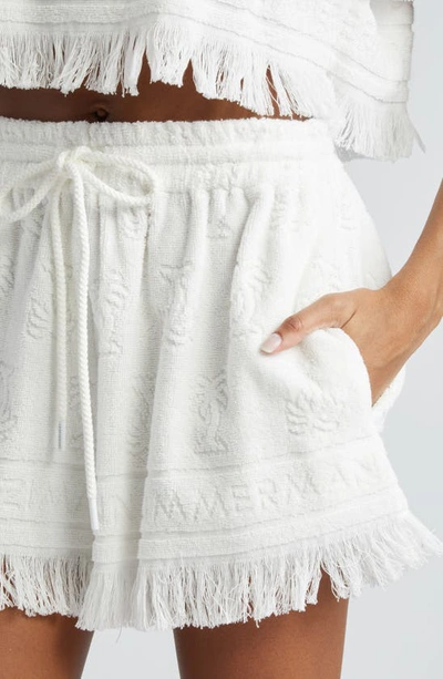 Shop Zimmermann Alight Cotton Terry Drawstring Shorts In Ivory