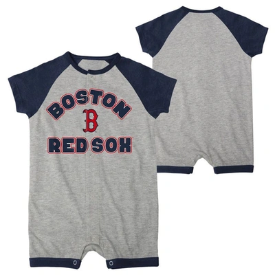 Shop Outerstuff Newborn & Infant Heather Gray Boston Red Sox Extra Base Hit Raglan Full-snap Romper