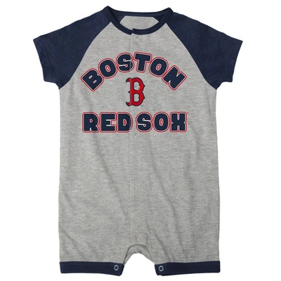 Shop Outerstuff Newborn & Infant Heather Gray Boston Red Sox Extra Base Hit Raglan Full-snap Romper