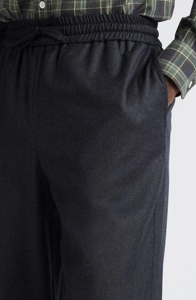 Shop De Bonne Facture Check Drawstring Wool Trousers In Grey
