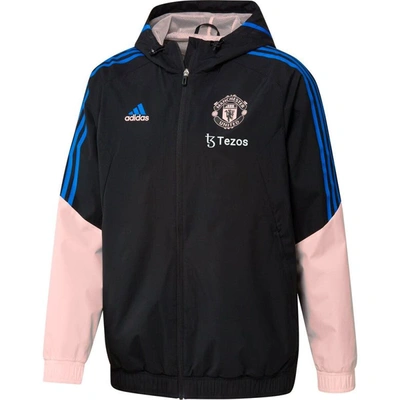 Shop Adidas Originals Adidas Black Manchester United Training All-weather Raglan Full-zip Hoodie Jacket