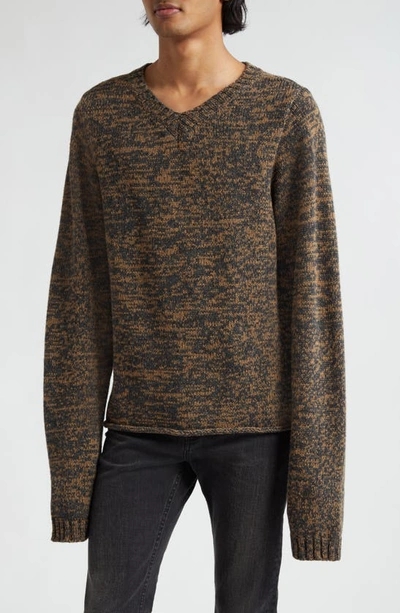 Shop Undercover Oversize Wool V-neck Sweater In Brown Mix