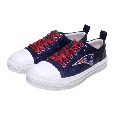 Shop Cuce Navy New England Patriots Team Sequin Sneakers