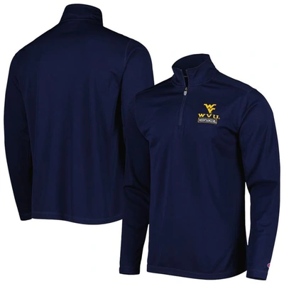 Shop Champion Navy West Virginia Mountaineers Textured Quarter-zip Jacket