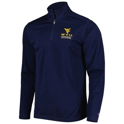 Shop Champion Navy West Virginia Mountaineers Textured Quarter-zip Jacket