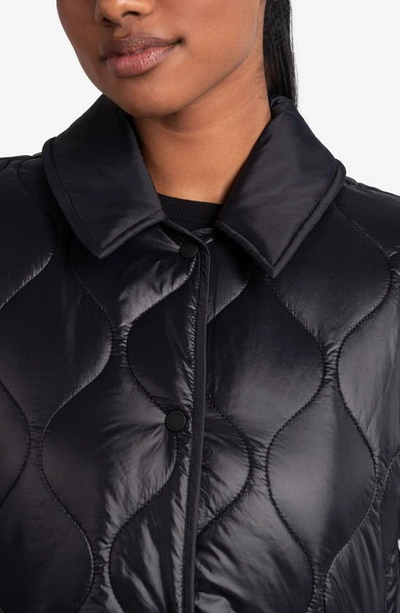 Shop Lole The Quilted Water Repellent Nylon Shacket In Black Beauty