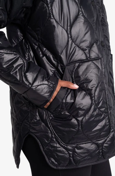 Shop Lole The Quilted Water Repellent Nylon Shacket In Black Beauty