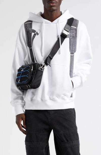 Shop Off-white Trompe L'oeil Backpack Skate Graphic Hoodie In White Black