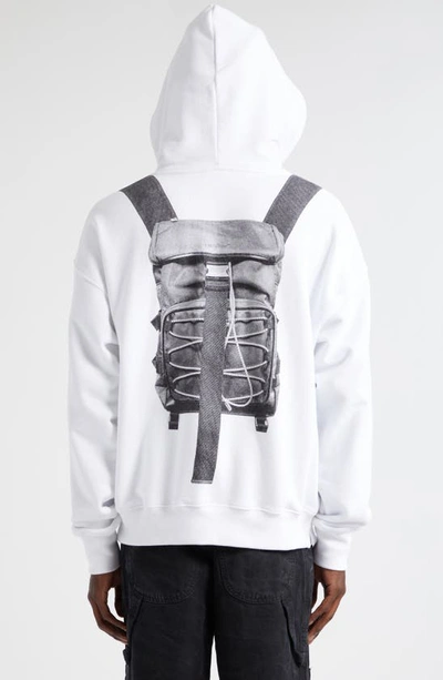 Shop Off-white Trompe L'oeil Backpack Skate Graphic Hoodie In White Black