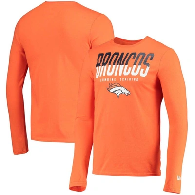 Shop New Era Orange Denver Broncos Combine Authentic Split Line Long Sleeve T-shirt