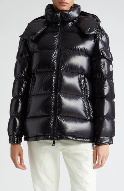 Shop Moncler Maire Hooded Short Down Puffer Jacket In Black