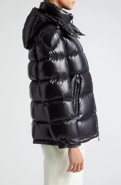 Moncler Maire Hooded Quilted Glossed-shell Down Jacket In Black