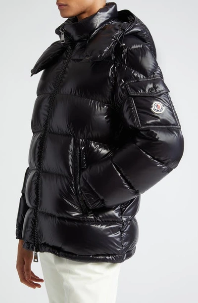 Shop Moncler Maire Hooded Short Down Puffer Jacket In Black