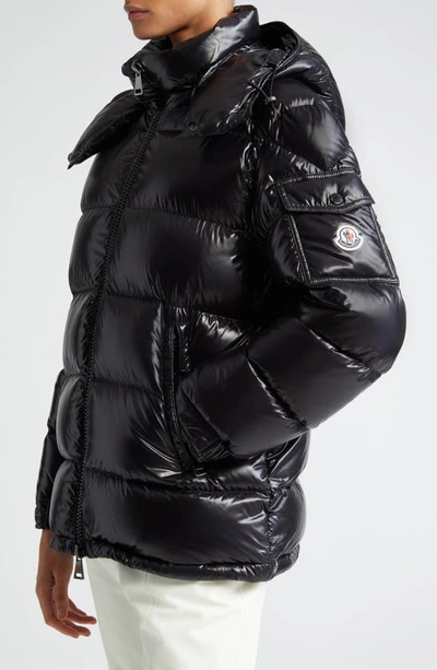 Moncler Maire Hooded Quilted Glossed-shell Down Jacket In Black
