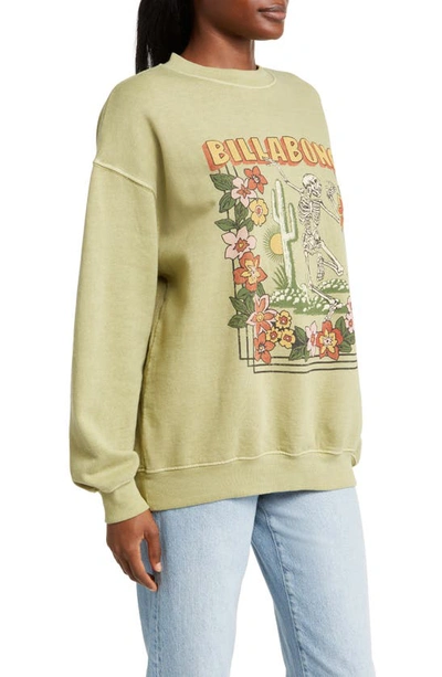 Shop Billabong Ride In Cotton Blend Graphic Sweatshirt In Avocado