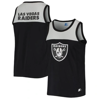 Shop Starter Black/silver Las Vegas Raiders Team Touchdown Fashion Tank Top