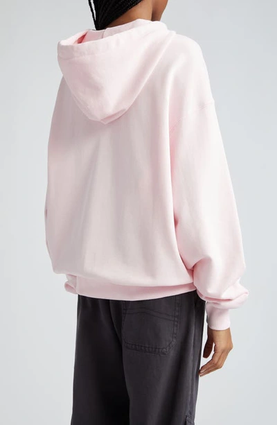 Shop Acne Studios Fiah Face Patch Organic Cotton Zip Hoodie In Light Pink