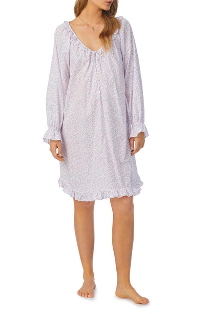 Shop Eileen West Ruffle Cotton Nightgown In White Ditsy