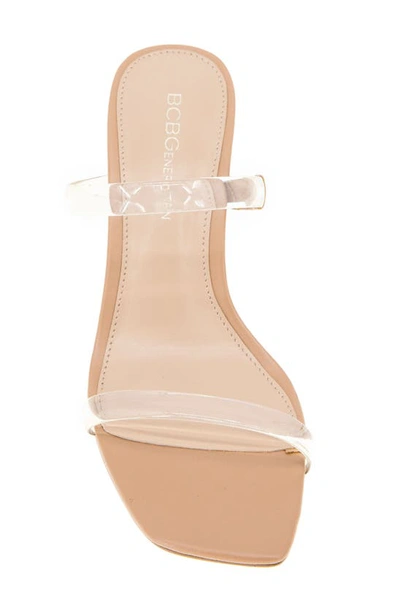 Bcbgeneration Gn242626 Womens Block Heel Manmade Slide In Clear/ Tan