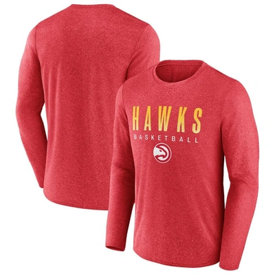 Shop Fanatics Branded Heathered Red Atlanta Hawks Where Legends Play Iconic Practice Long Sleeve T-shirt In Heather Red
