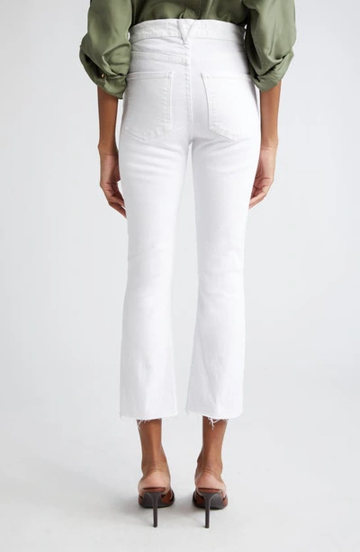 Shop Veronica Beard Carly High Waist Raw Hem Kick Flare Jeans In White