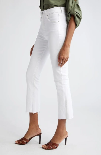 Shop Veronica Beard Carly High Waist Raw Hem Kick Flare Jeans In White