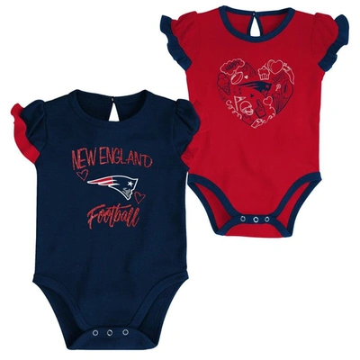 Shop Outerstuff Newborn & Infant Navy/red New England Patriots Too Much Love Two-piece Bodysuit Set