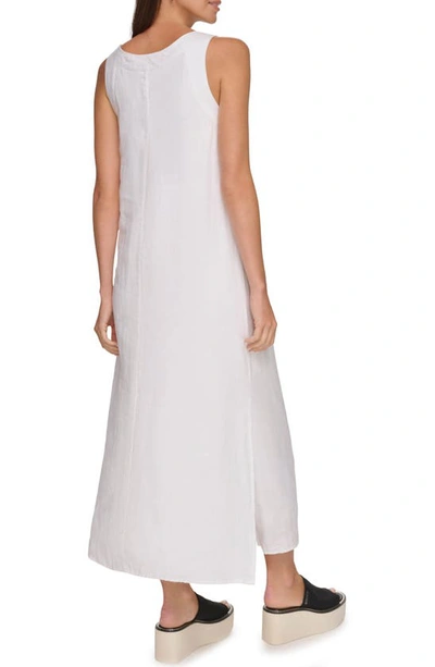 Shop Dkny V-neck Linen Maxi Dress In White