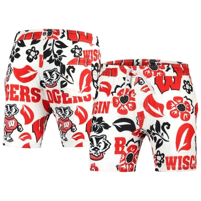 Shop Wes & Willy White Wisconsin Badgers Vault Tech Swimming Trunks
