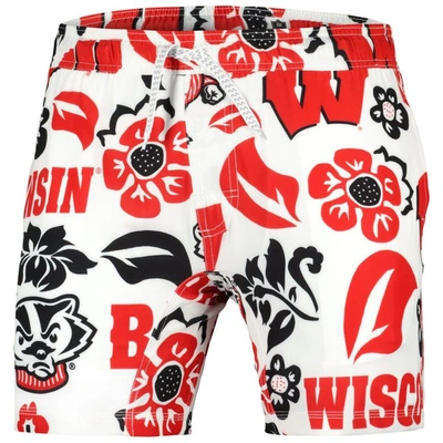 Shop Wes & Willy White Wisconsin Badgers Vault Tech Swimming Trunks