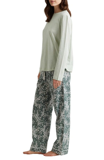 Shop Papinelle Cheri Blossom Floral Print Pajamas In Deep Moss