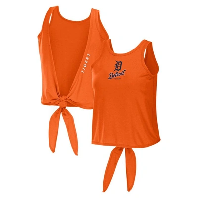 Shop Wear By Erin Andrews Orange Detroit Tigers Open Back Twist Tie Tank Top