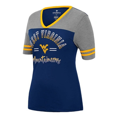 Shop Colosseum Navy/heathered Gray West Virginia Mountaineers There You Are V-neck T-shirt