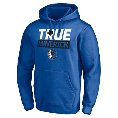 Shop Fanatics Branded Blue Dallas Mavericks Post Up Hometown Collection Fitted Pullover Hoodie