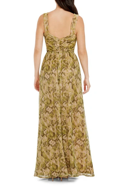 Dress The Population Mirabella Cutout Evening Gown In Lime Green Multi