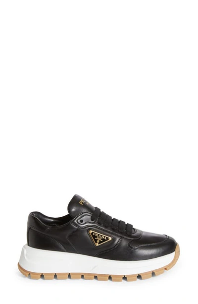 Shop Prada Triangle Logo Lace-up Sneaker In Black