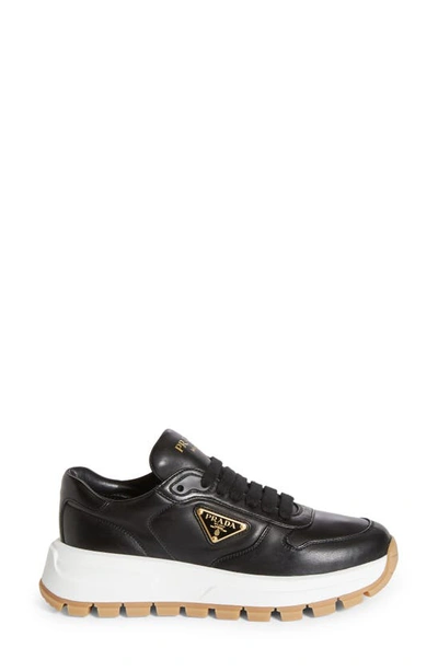 Prada Triangle Logo Lace-up Sneaker In Black