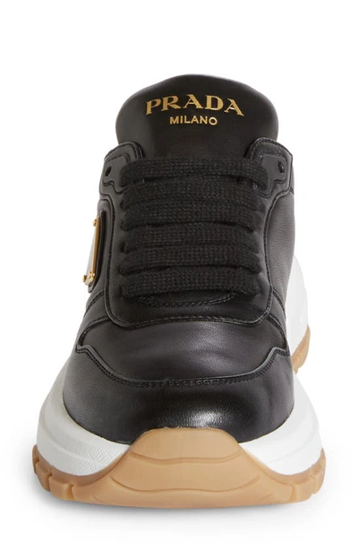 Prada Triangle Logo Lace-up Sneaker In Black